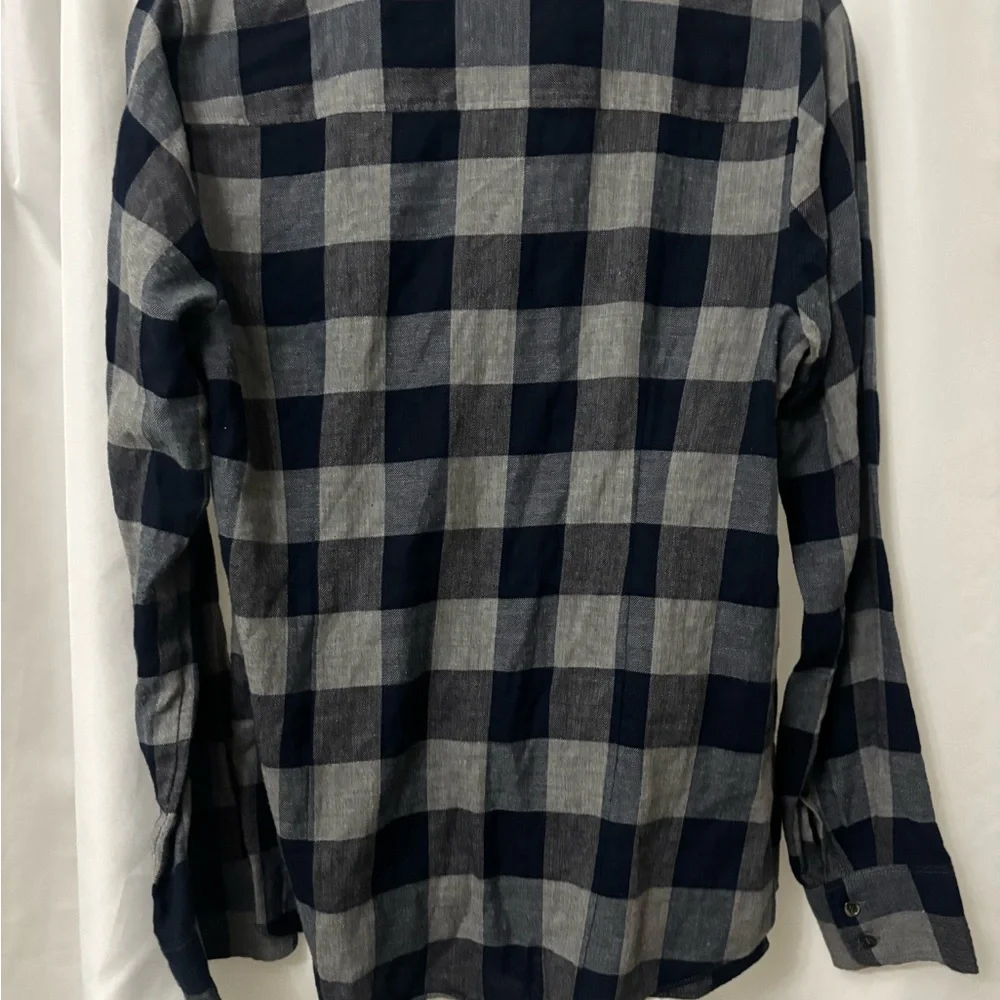 J. Crew Navy and Gray Plaid Button Down Shirt